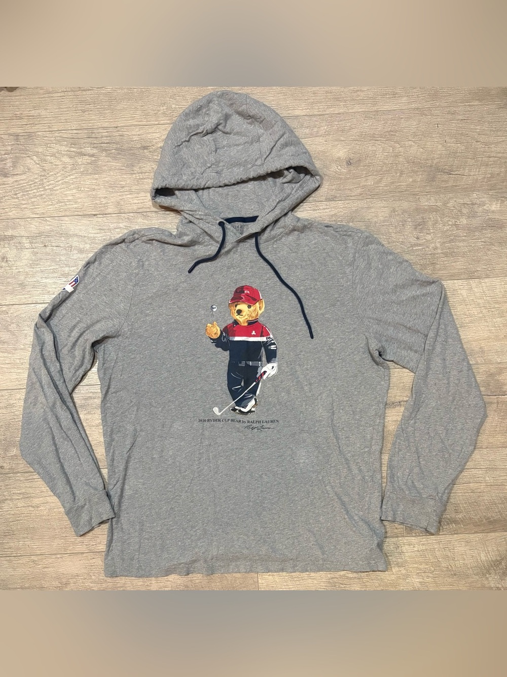 Polo Golf Ralph Lauren 2020 Ryder Cup Polo Bear Hoodie Gray Mens Medium Shirt